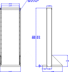 Click here to view our larger technical drawings of our Racks Unlimited - Open Bay 23" Relay Racks
